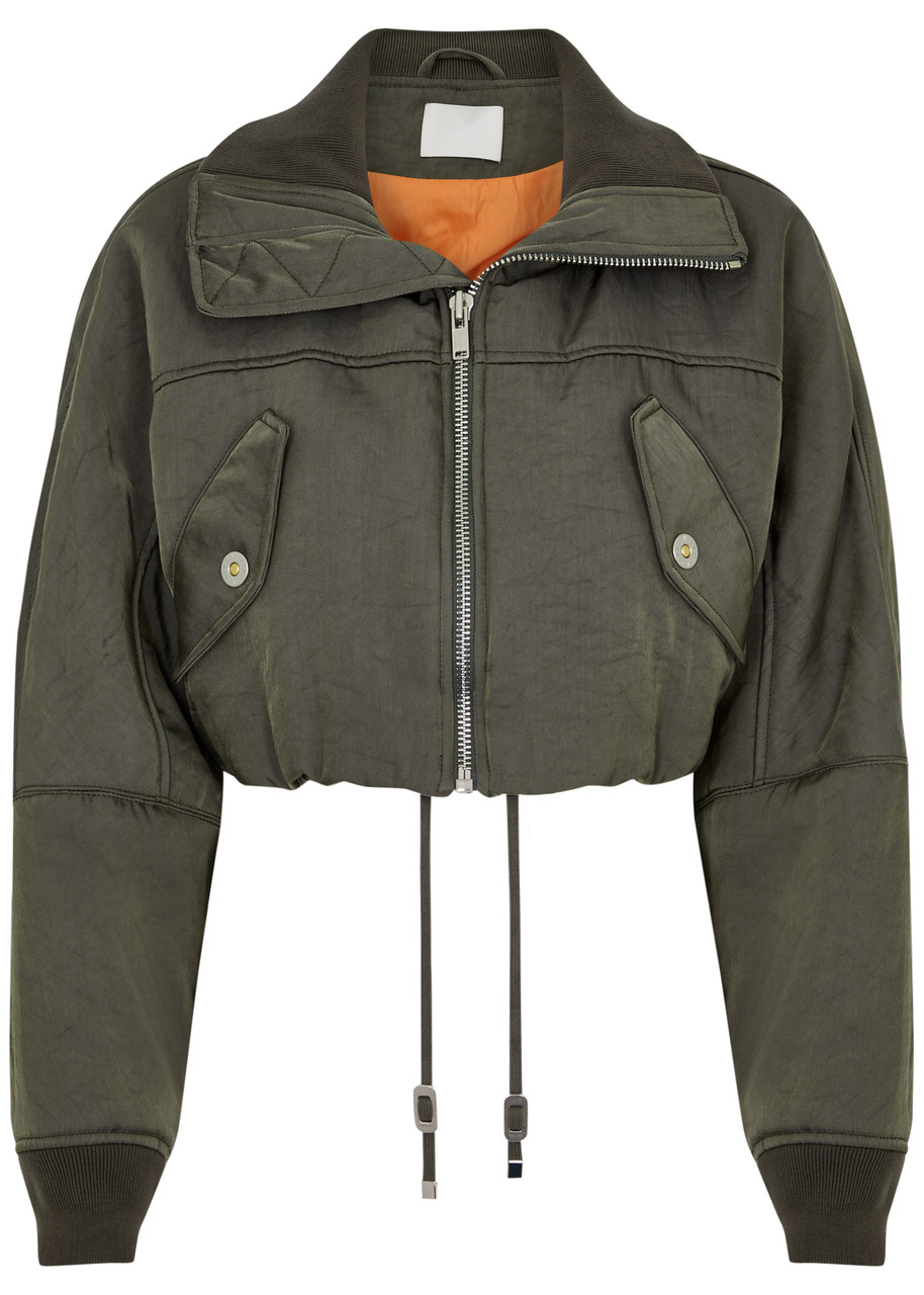 Dion Lee Cropped Nylon Bomber Jacket - Khaki