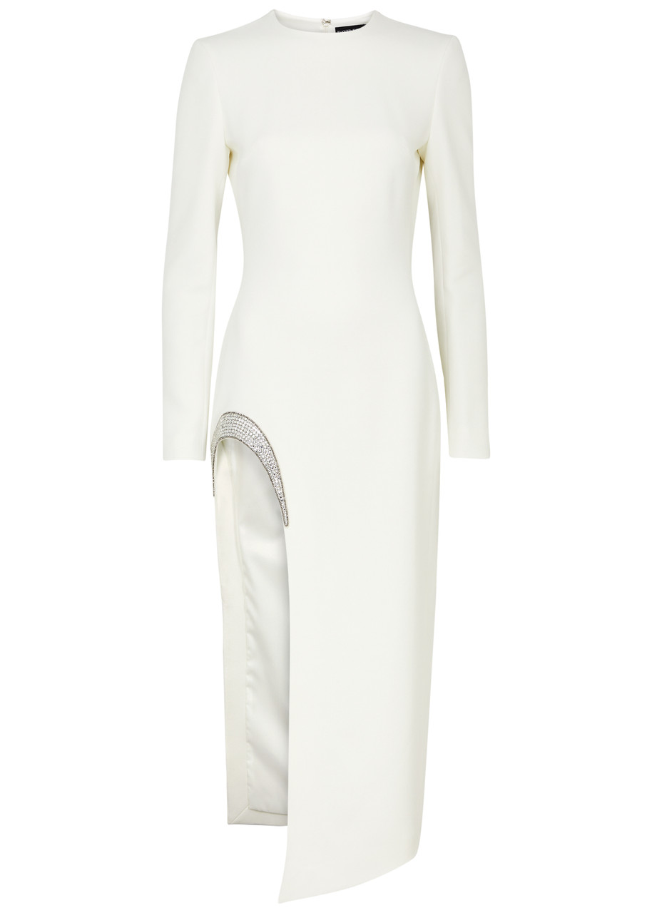 David Koma Crystal-embellished Crepe Midi Dress In White