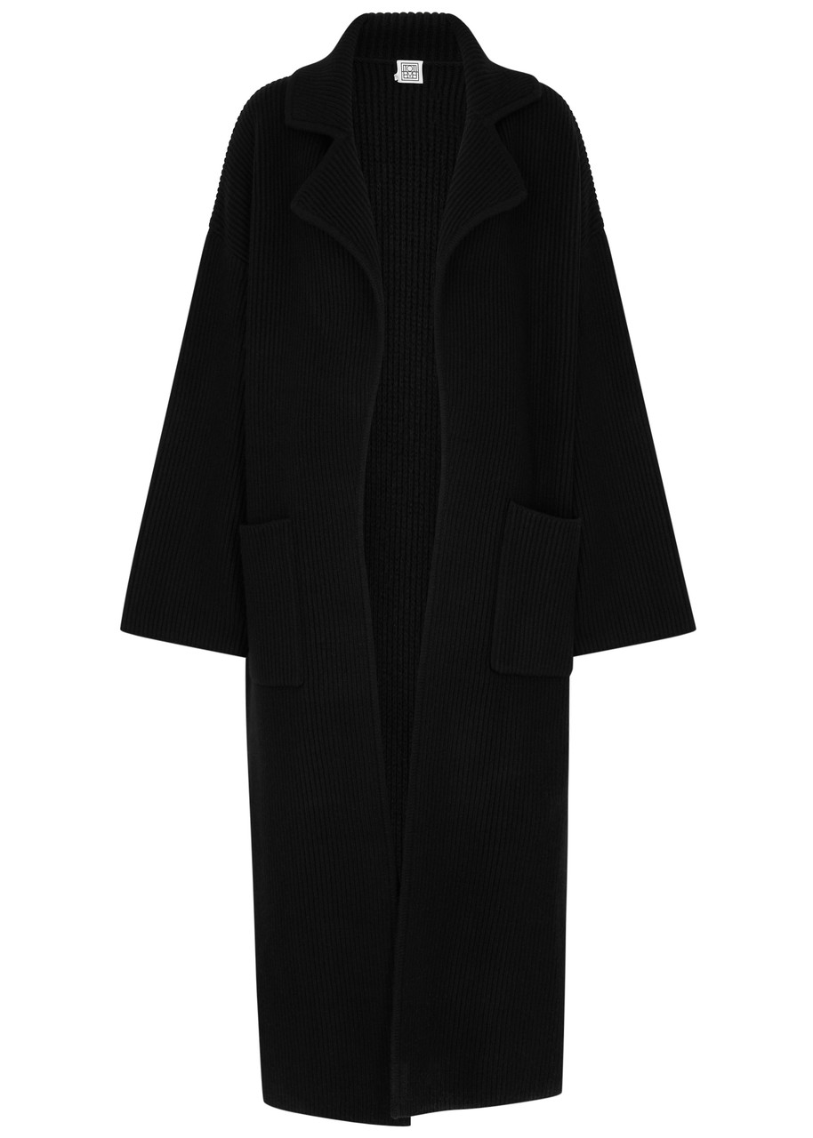 Toteme Ribbed Wool-blend Coat - Black - Xxs (UK4 /xxs)
