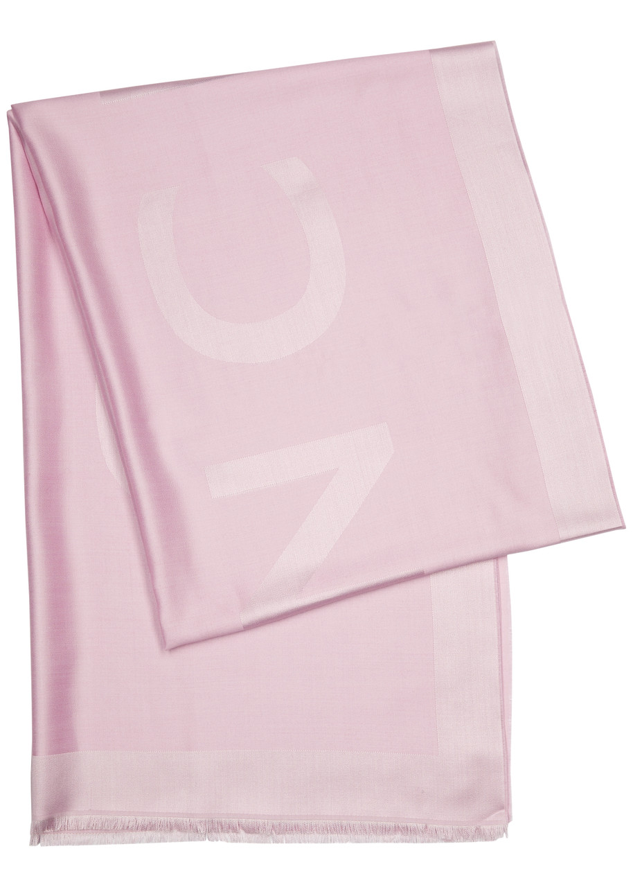 Shop Givenchy Logo-jacquard Silk-blend Scarf In Light Pink