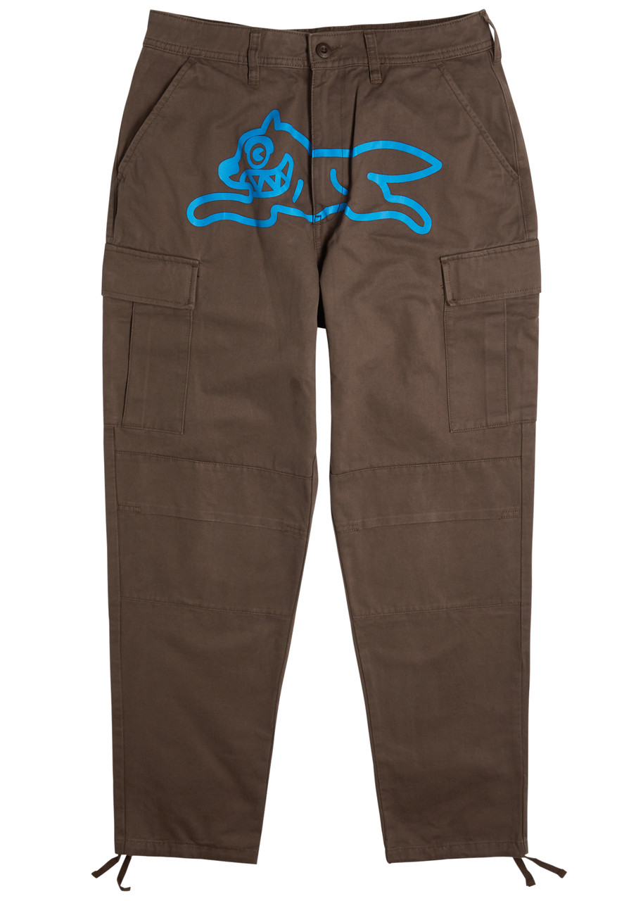 Ice Cream Running Dog Printed Cotton Cargo Trousers In Brown