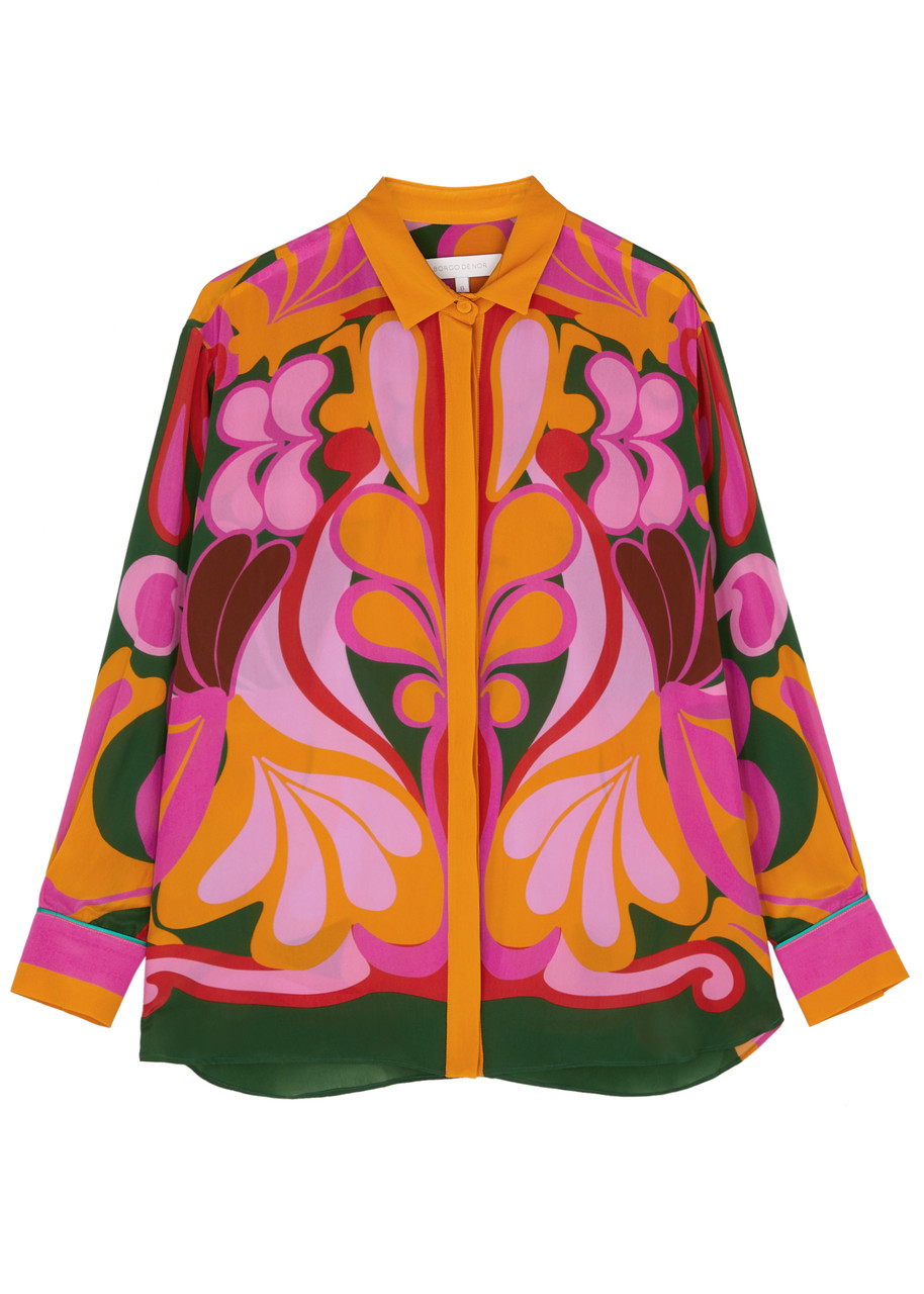 Shop Borgo De Nor Nova Printed Satin Shirt In Multicoloured