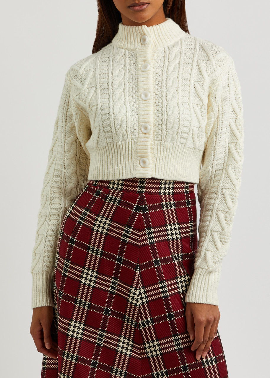  Emilia Wickstead Aleph Cropped Wool Cardigan - Ivory - L (uk14 / L) 
