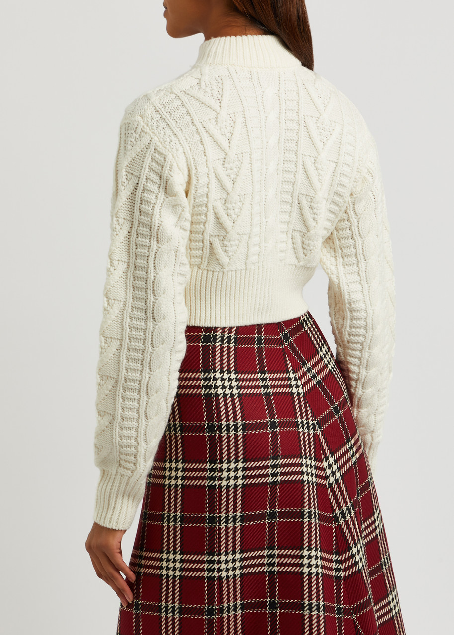 Emilia Wickstead Aleph Cropped Wool Cardigan - Ivory - L (uk14 / L) 