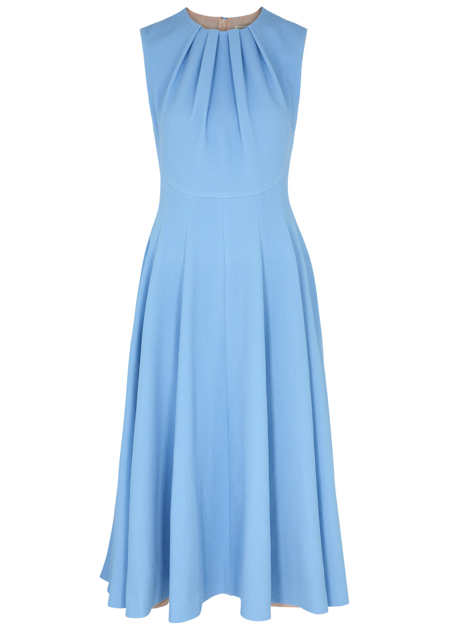 Shop Emilia Wickstead Marlen Textured Midi Dress In Blue