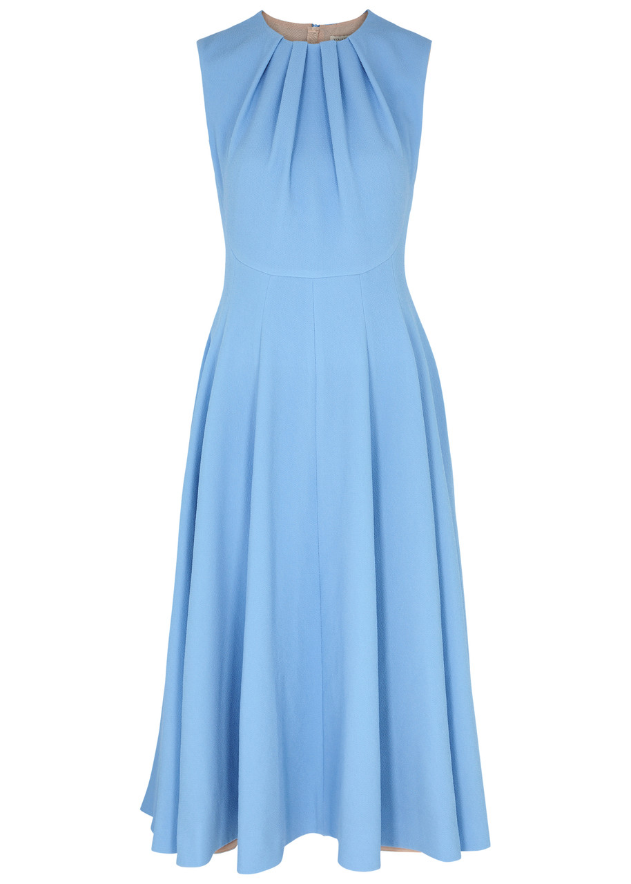 Emilia Wickstead Marlen Draped Crepe Midi Dress In Blue