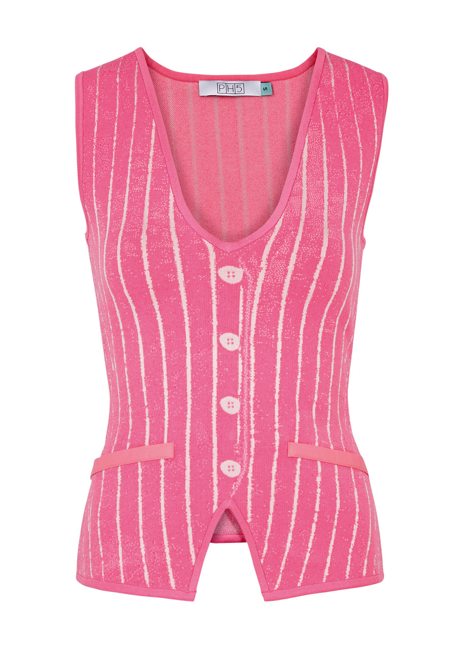 Ph5 Marigold Intarsia Stretch-knit Top In Pink