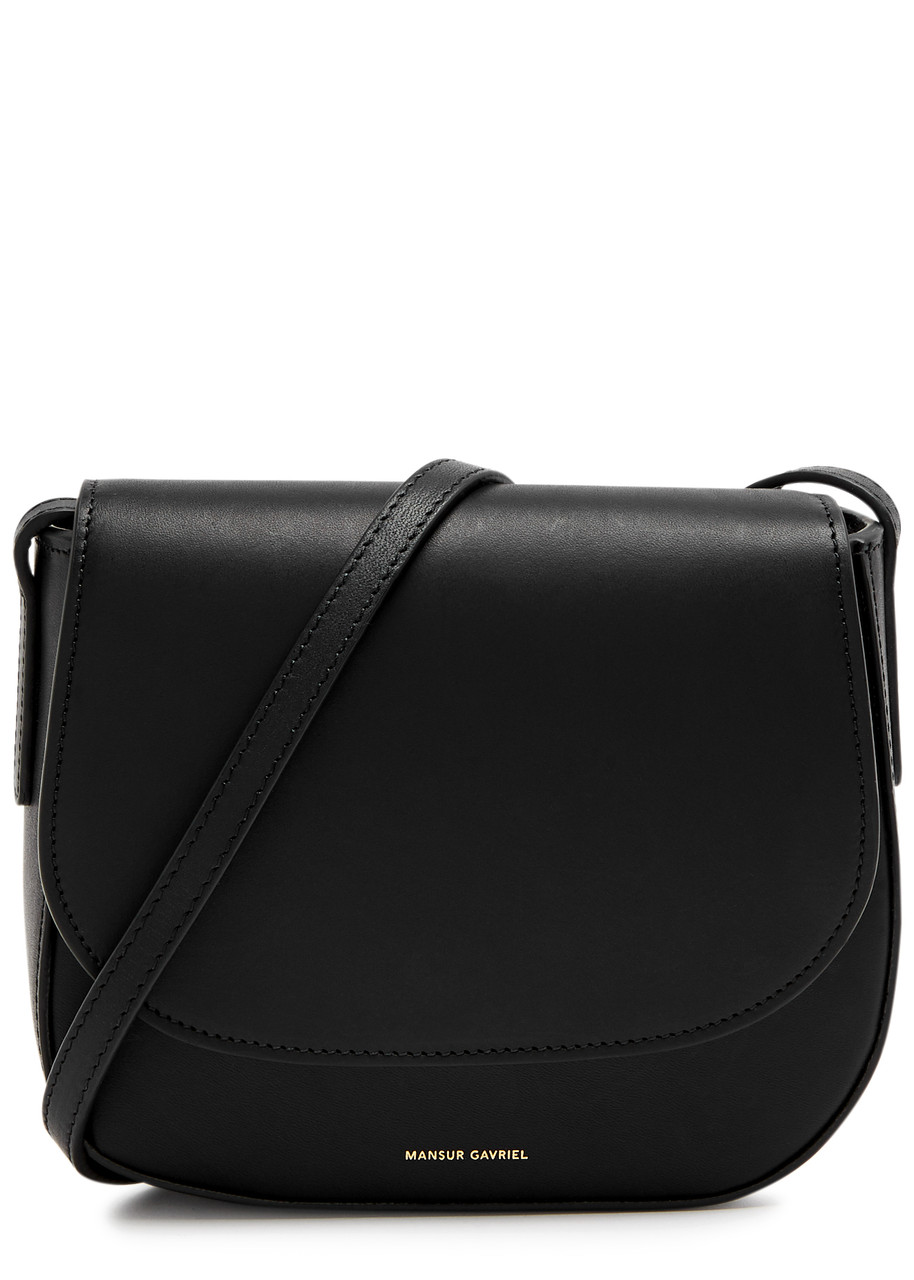 Mansur Gavriel Classic Mini Leather Saddle Bag In Black
