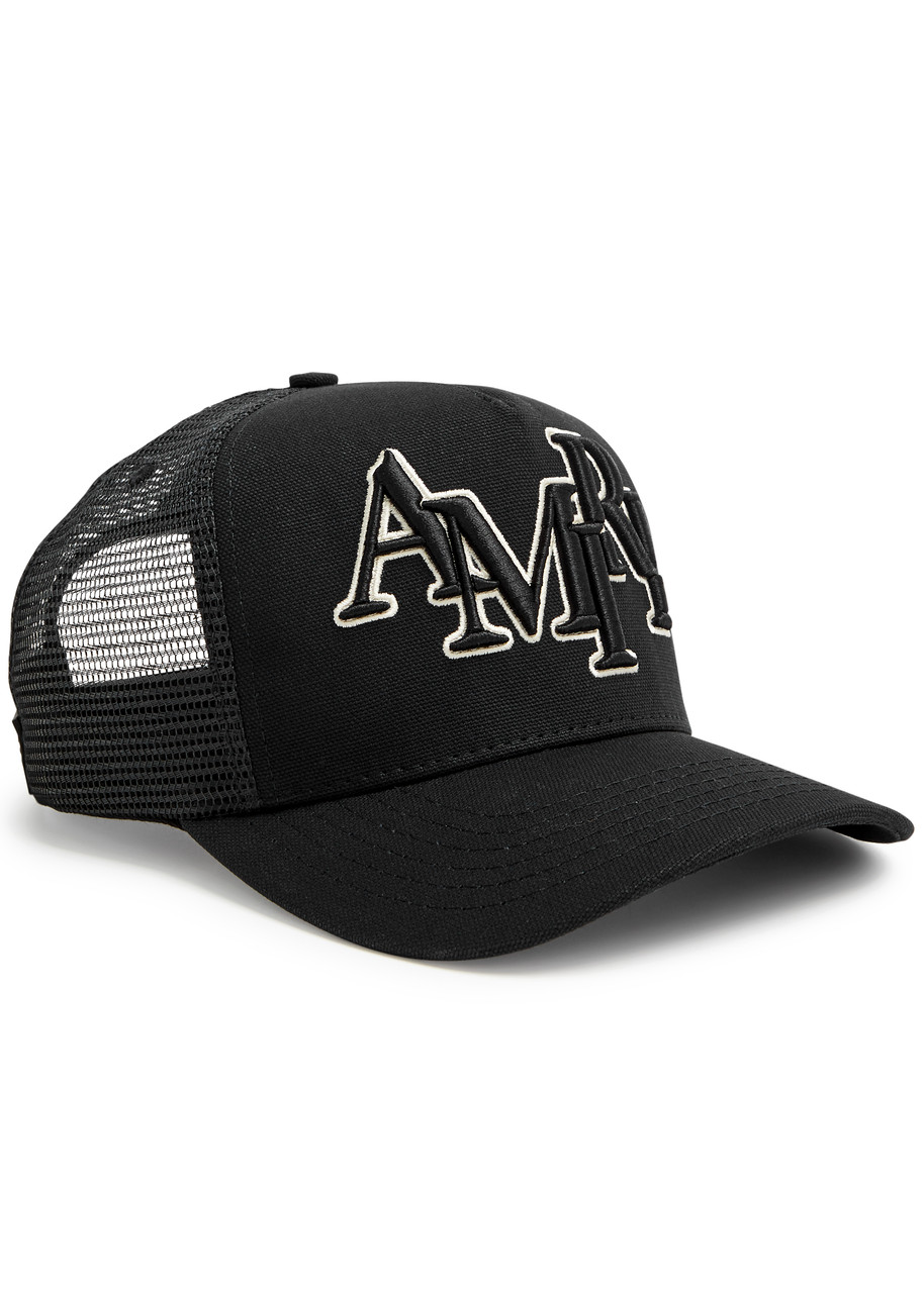 Amiri Logo-embroidered Cotton Trucker Cap In Black
