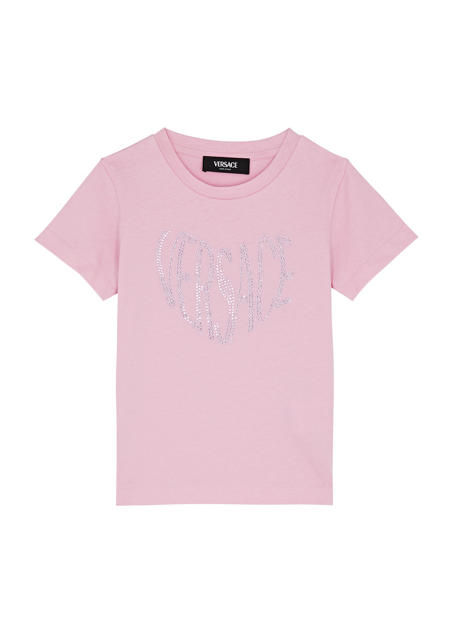 Versace Kids Logo-embellished Cotton T-shirt (4-6 Years) In Pink Light