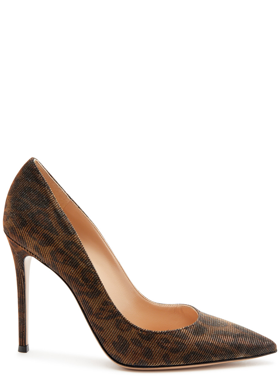 Gianvito 105 Leopard-print Metallic Mesh Pumps