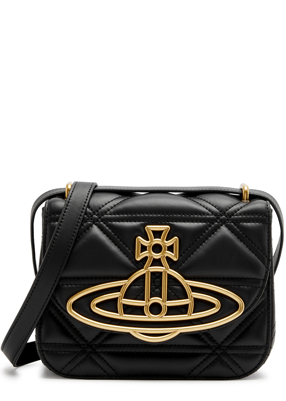 Vivienne Westwood Linda Quilted Leather Cross-body Bag In Black