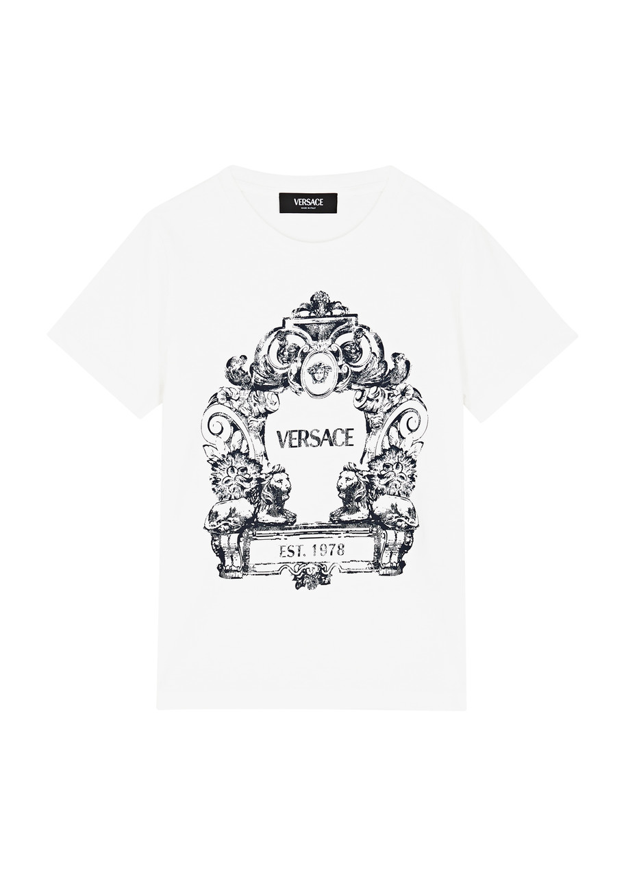 Versace Kids Printed Cotton T-shirt In White