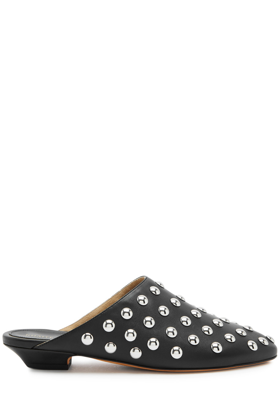Khaite The Otto Stud-embellished Leather Mules In Black