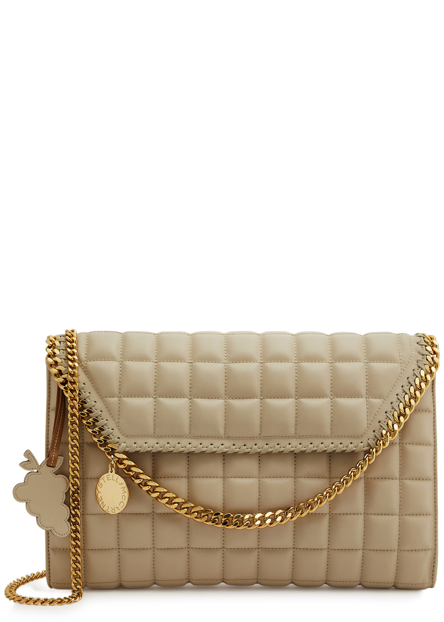Stella Mccartney Falabella Quilted Faux Leather Cross-body Bag In Beige