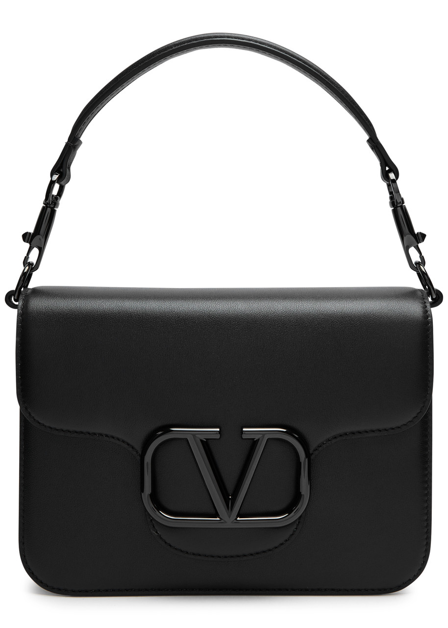Valentino Garavani Locò Leather Shoulder Bag In Black