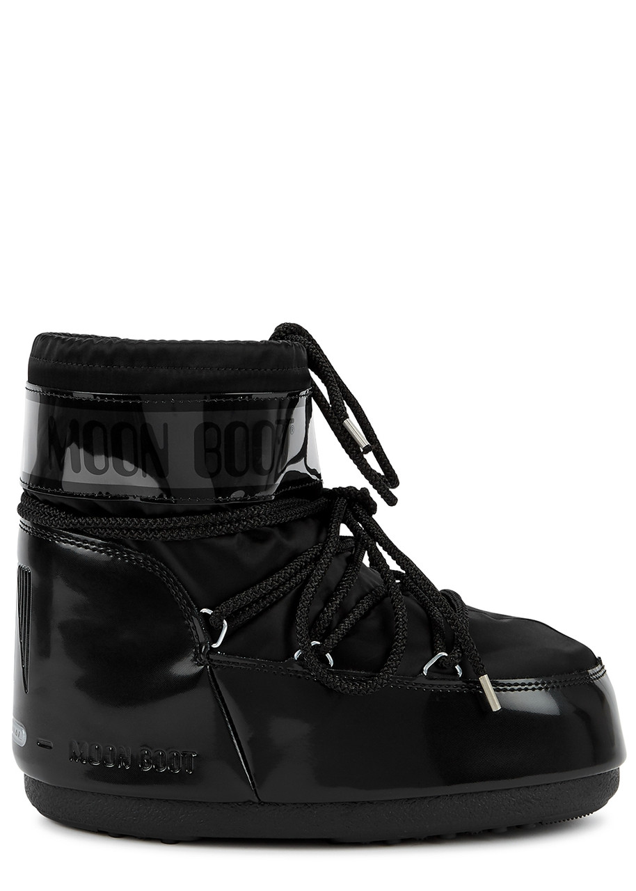 Shop Moon Boot Icon Padded Metallic Satin Snow Boots In Black