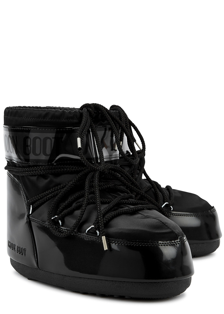 Shop Moon Boot Icon Padded Metallic Satin Snow Boots In Black