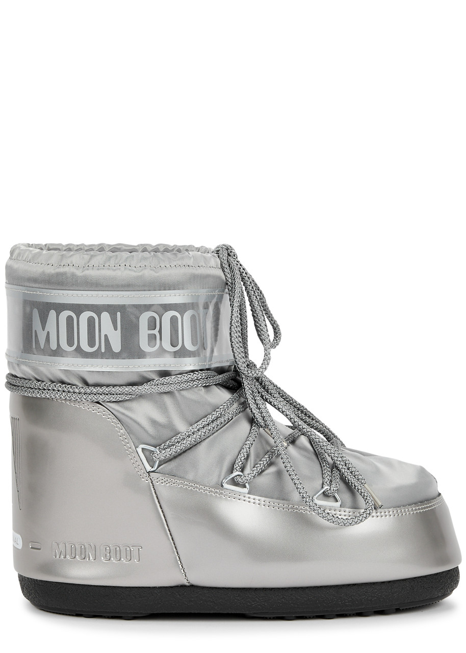 Moon Boot Icon Padded Metallic Satin Snow Boots In Silver