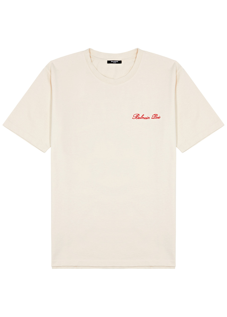 Balmain Printed Cotton T-shirt In White