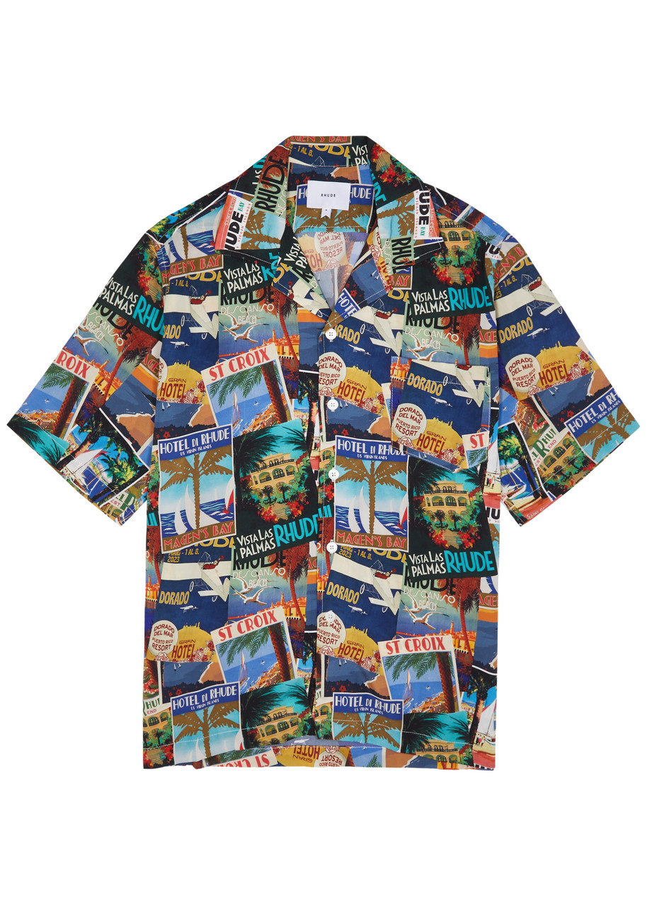Rhude Graphic Print T-shirt With Patch Pocket In Blue