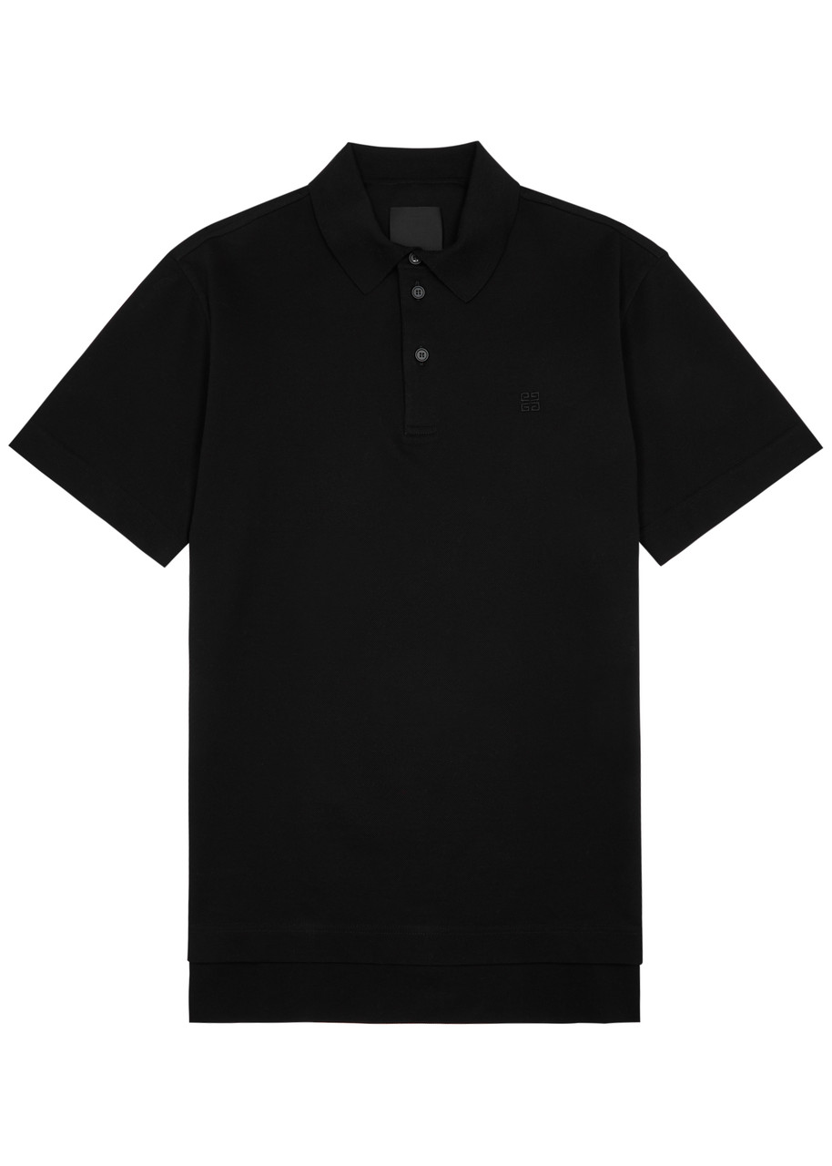 Shop Givenchy 4g-embroidered Piqué Cotton Polo Shirt In Black