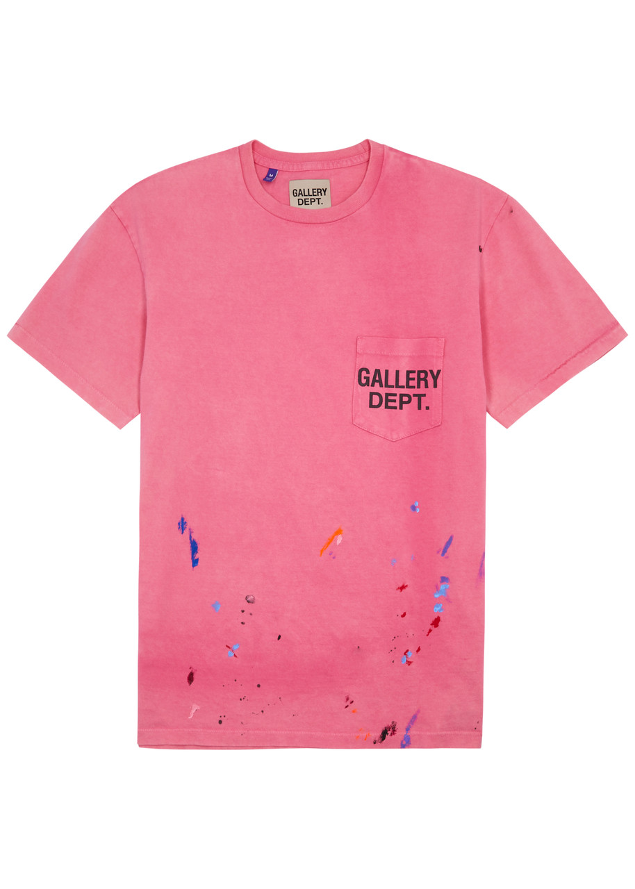 Gallery Dept. Paint-splattered Logo Cotton T-shirt In Pink