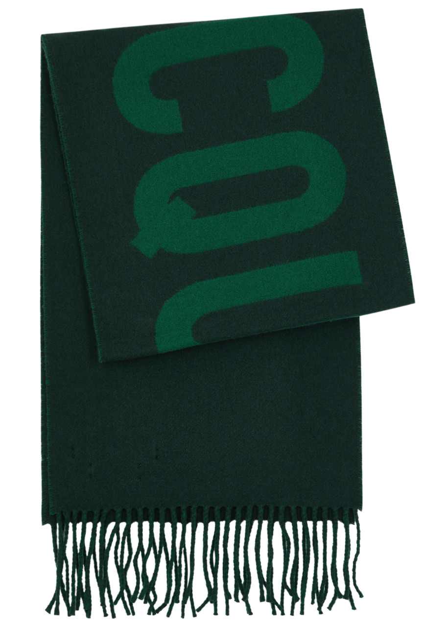Jacquemus Le Écharpe Logo-intarsia Wool Scarf In Green