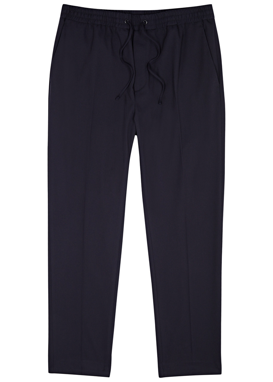 Calvin Klein Tapered Twill Trousers In Navy