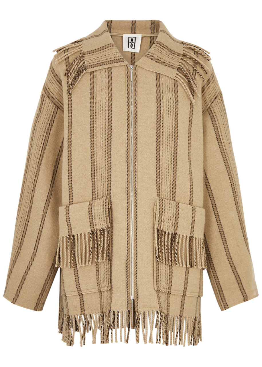 By Malene Birger Bolou Striped Wool-blend Jacket In Beige