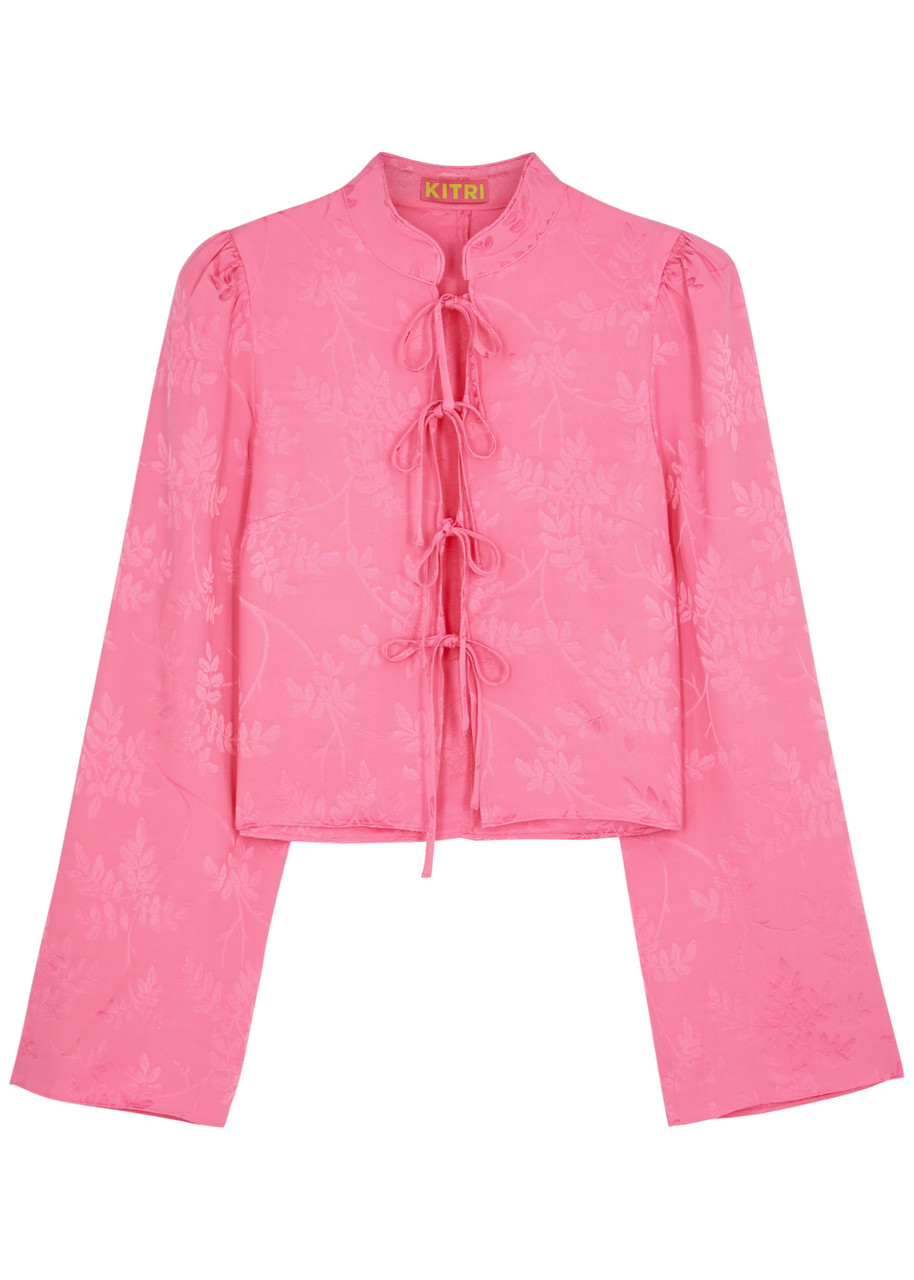 Kitri Myla Floral-jacquard Top In Pink