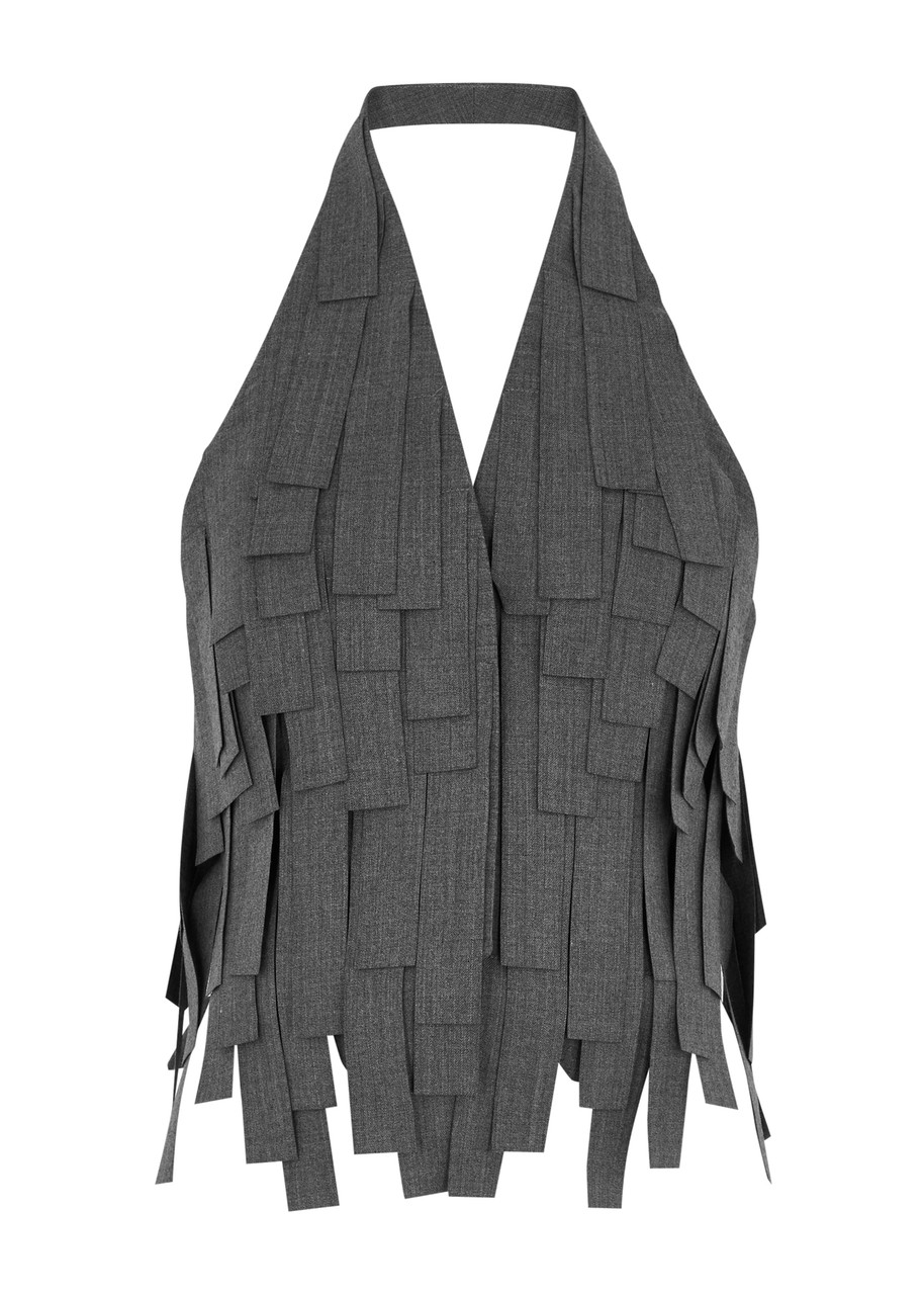 A.w.a.k.e. A. W.a. K.e Mode Laser-cut Fringed Vest In Grey