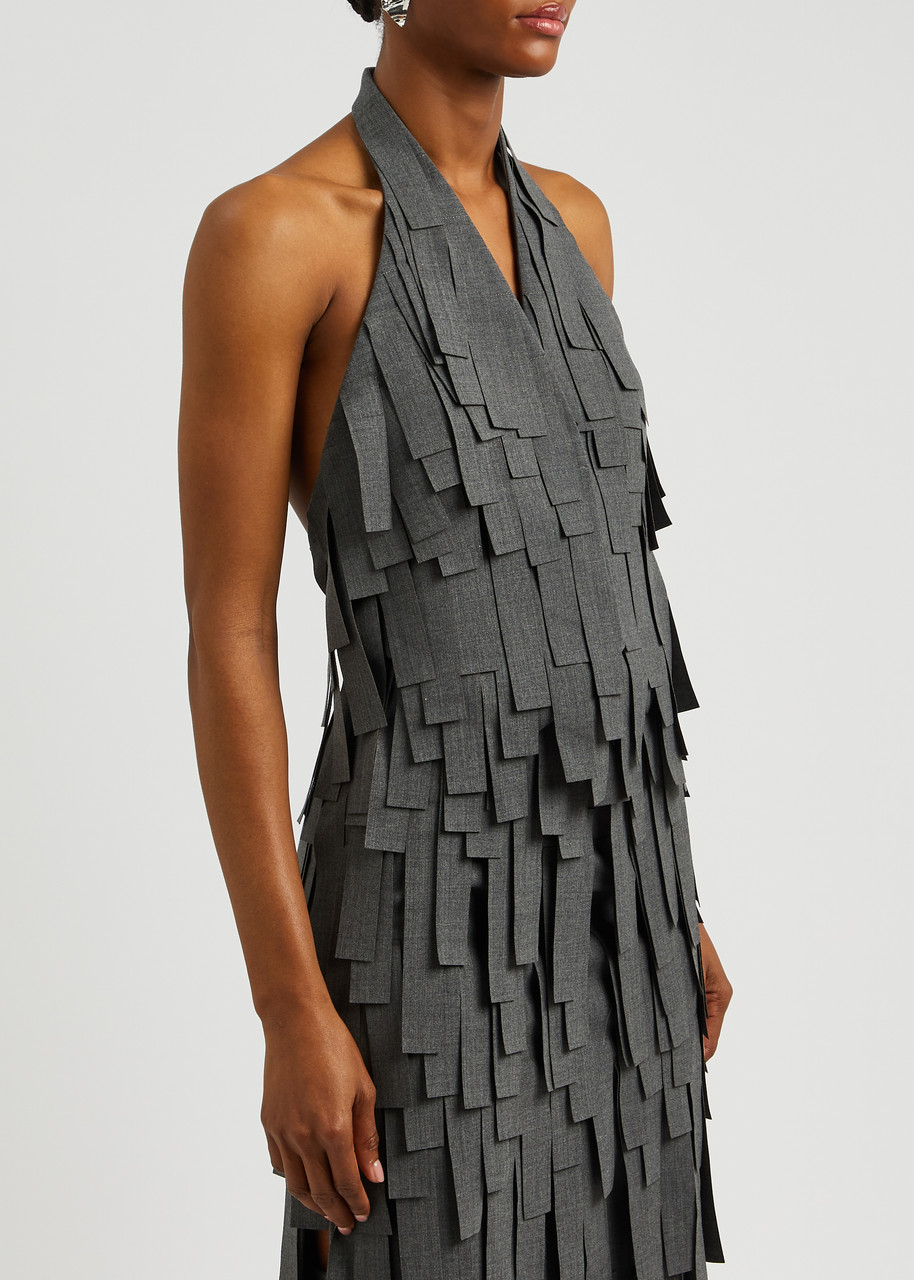  A.w.a.k.e Mode Laser-cut Fringed Vest - Grey - 42 (uk14 / L) 