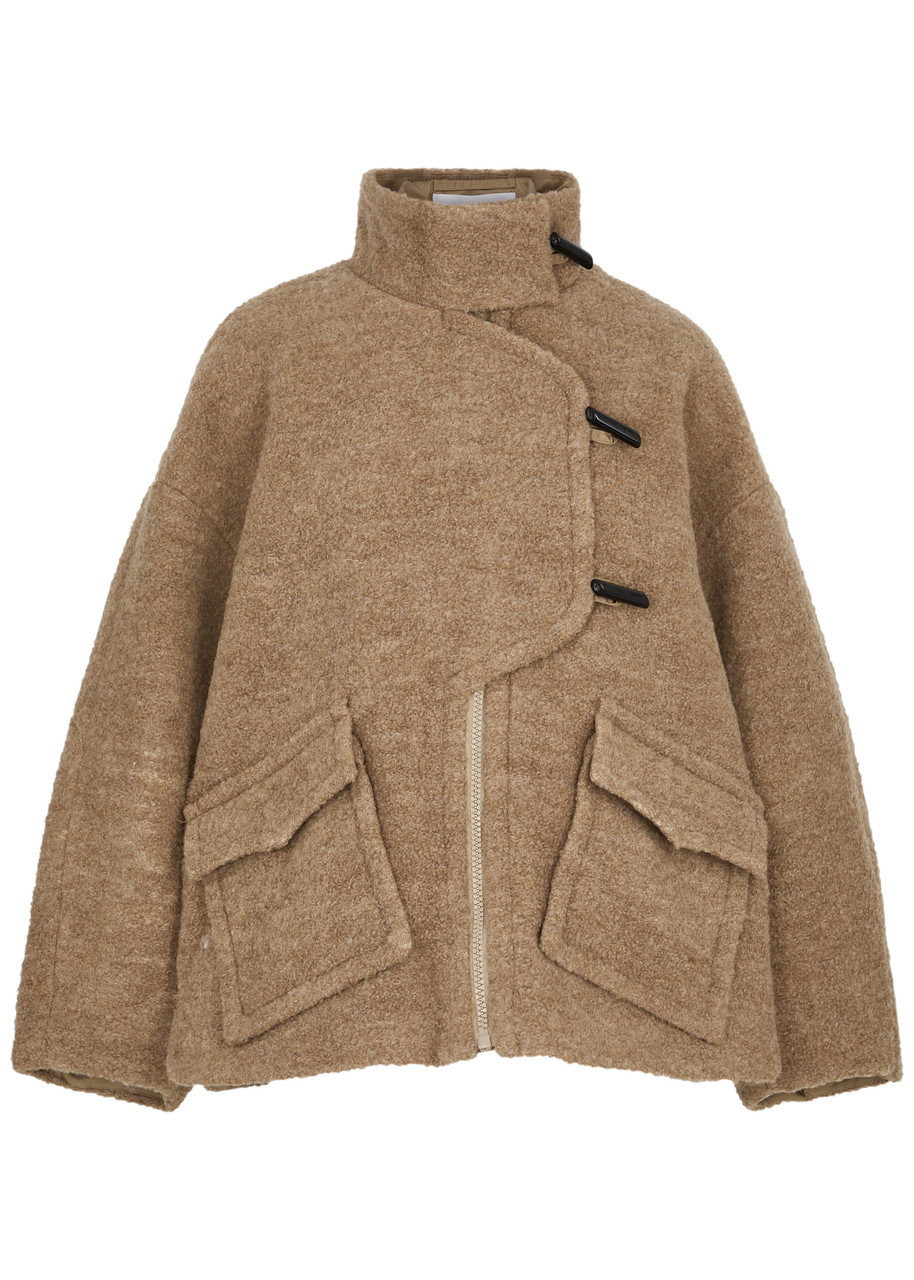 Ganni Bouclé Wool Jacket In Brown
