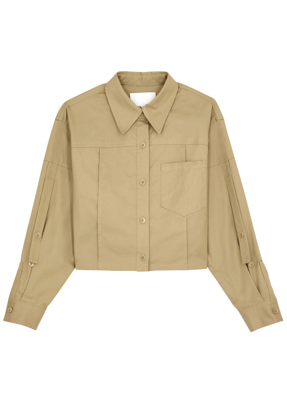 3.1 Phillip Lim / フィリップ リム Cropped Stretch-cotton Shirt In Khaki