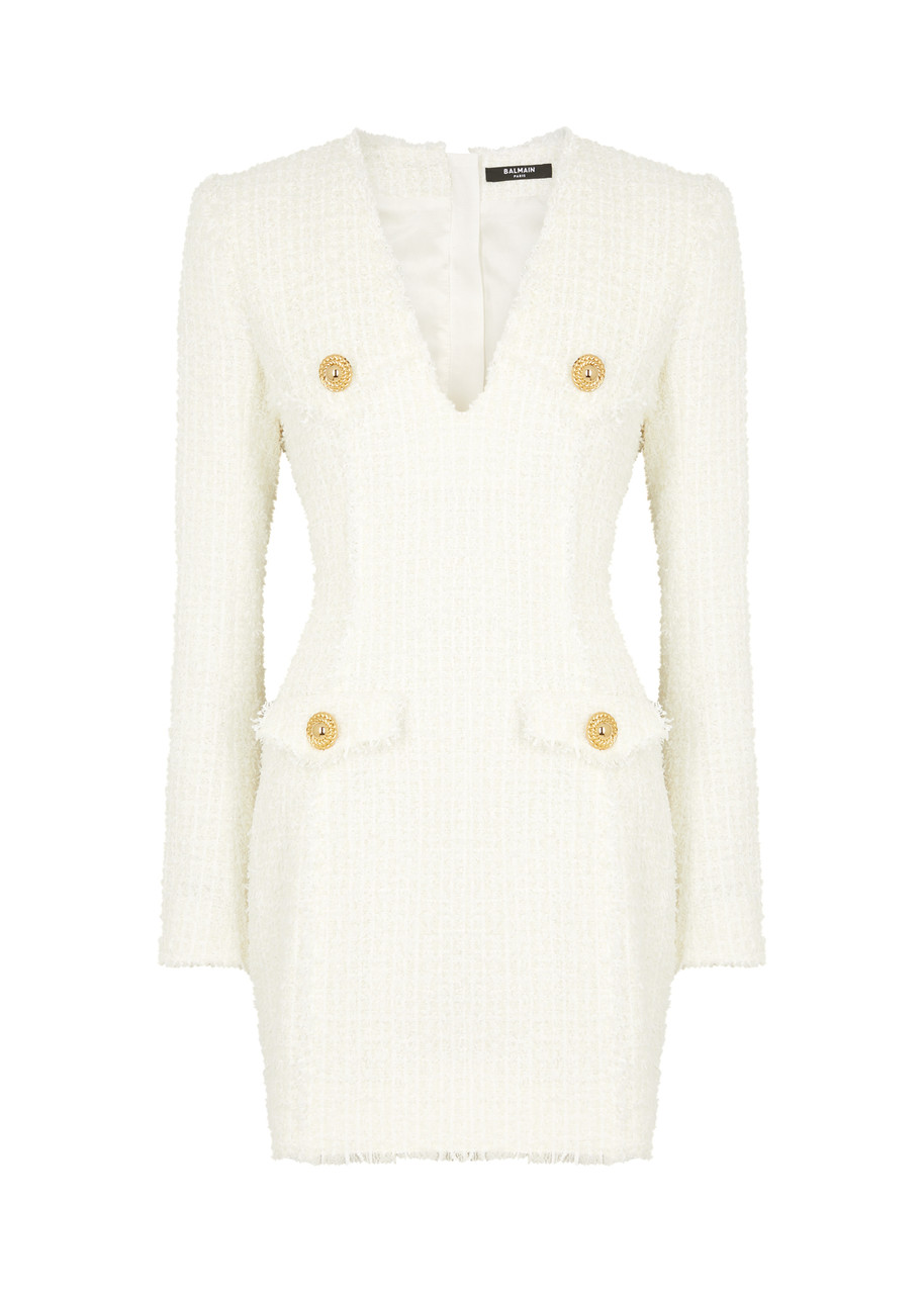 Balmain Woman Short Dress White Size 10 Polyamide In White
