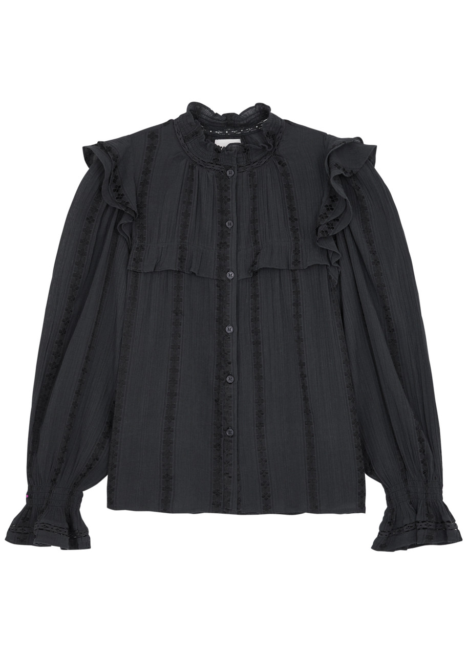 Isabel Marant Étoile Ruffled Lace Collar Shirt In Black