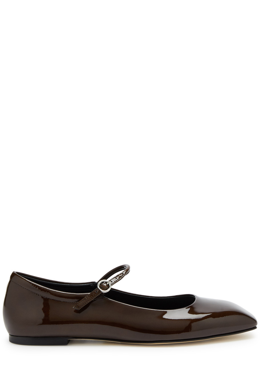 Aeyde Uma Patent Leather Mary Jane Flats In Brown