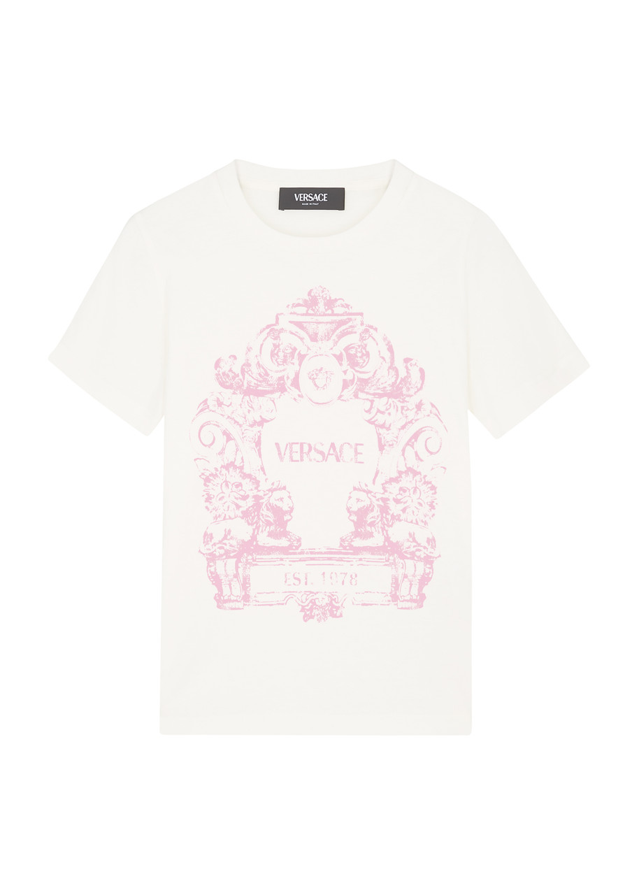 Versace Kids Printed Cotton T-shirt (4-6 Years) In White