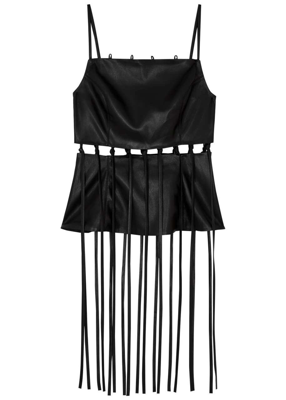 Nanushka Citta Fringed Faux Leather top - Black - M (UK12 / M)