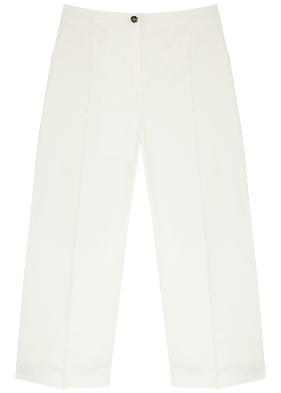 Marina Rinaldi Ermes Wide-leg Stretch-jersey Trousers In White