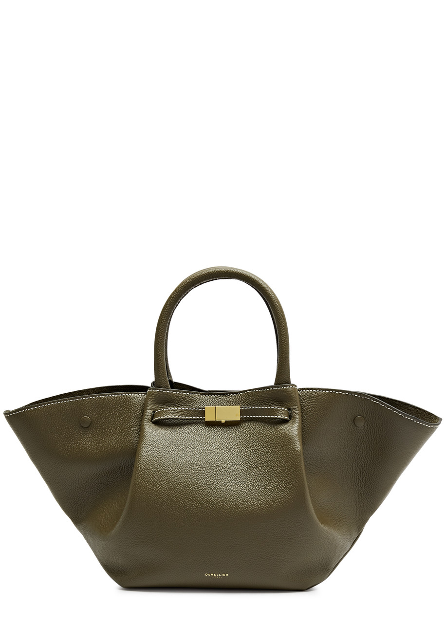 Demellier The Midi New York Leather Tote In Olive