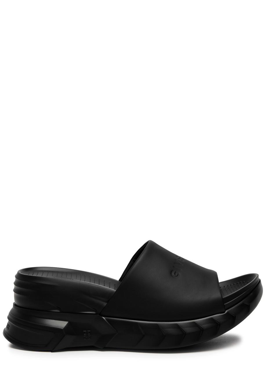 Givenchy Marshmallow Rubber Flatform Sliders In Black