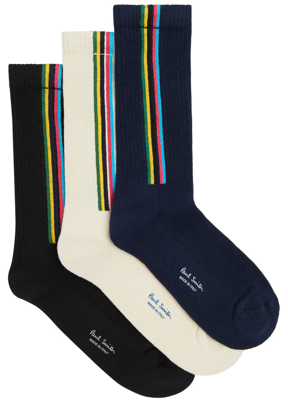 Paul Smith Striped Stretch-cotton Socks In Multicoloured