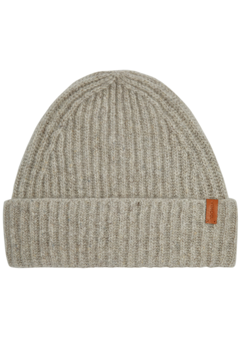 Vince Donegal Ribbed Cashmere Beanie In Beige