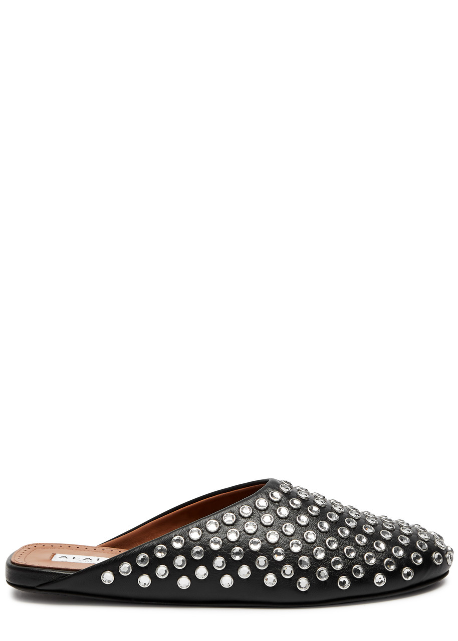 Alaïa Crystal-embellished Leather Mules In Black