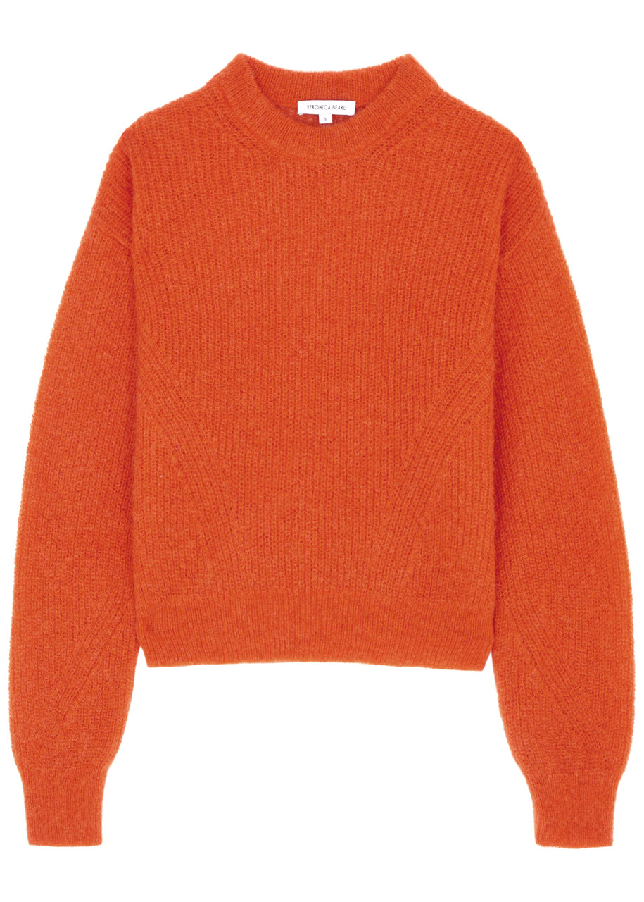 Shop Veronica Beard Melinda Alpaca And Mohair-blend Jumper In Orange