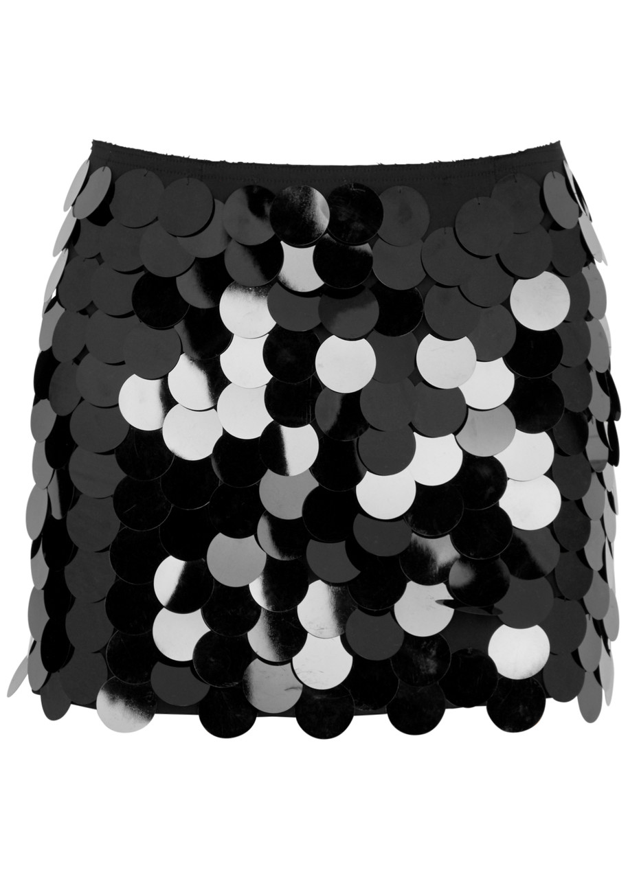 Shop 16arlington Haile Paillette-embellished Satin Mini Skirt In Black