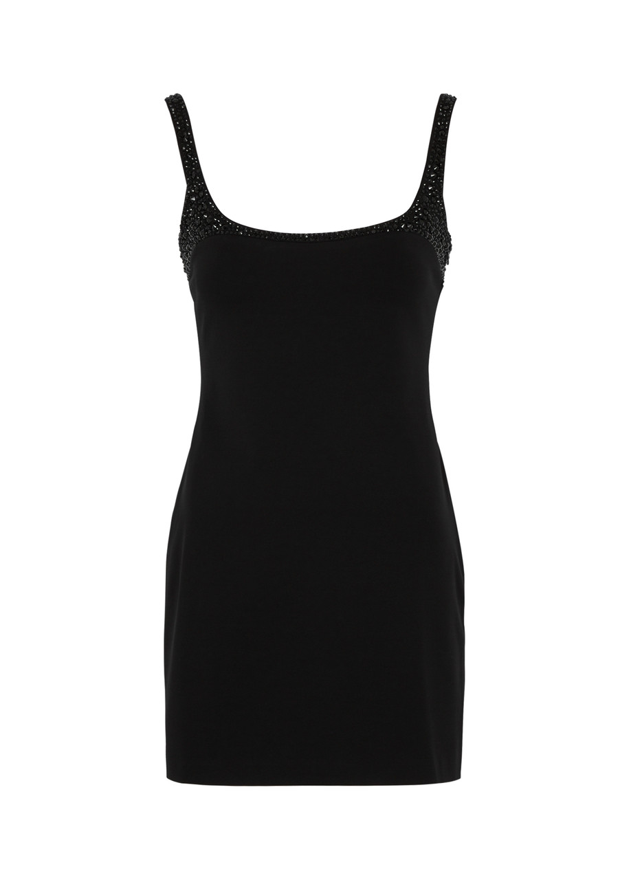 16arlington Bria Crystal-embellished Jersey Mini Dress In Black