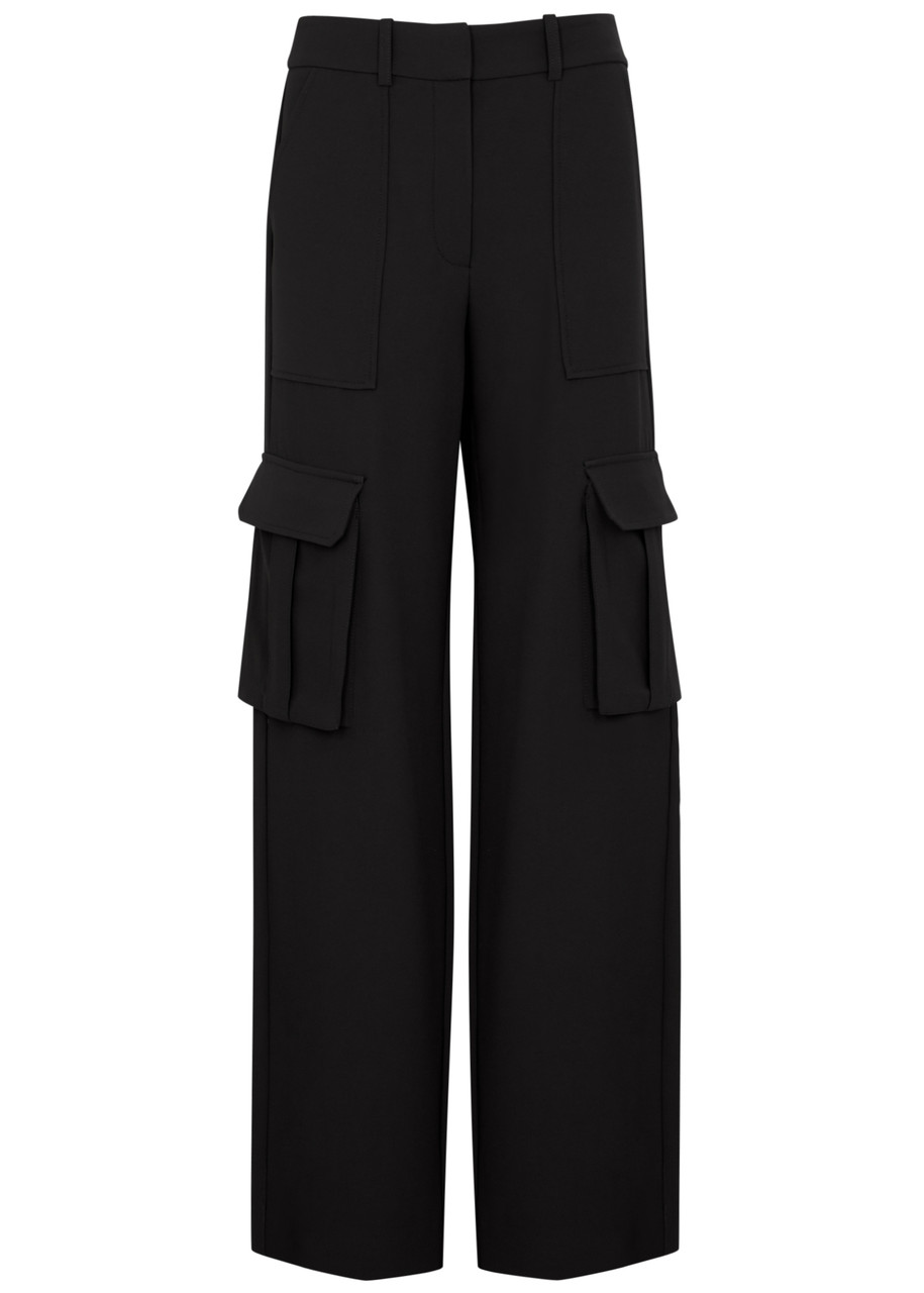 Shop Veronica Beard Saul Stretch-twill Cargo Trousers In Black